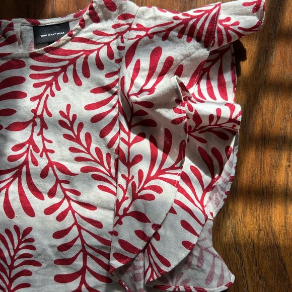 Who What Where Women’s Size M Linen Blend Blouse With Ruffles Summer Casual - Picture 3 of 8